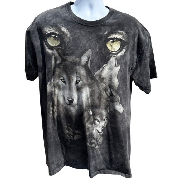 The Mountain Other - The Mountain Wolf Graphic T-Shirt Size XL Gray Black Tie Dye Rocio Malave USA